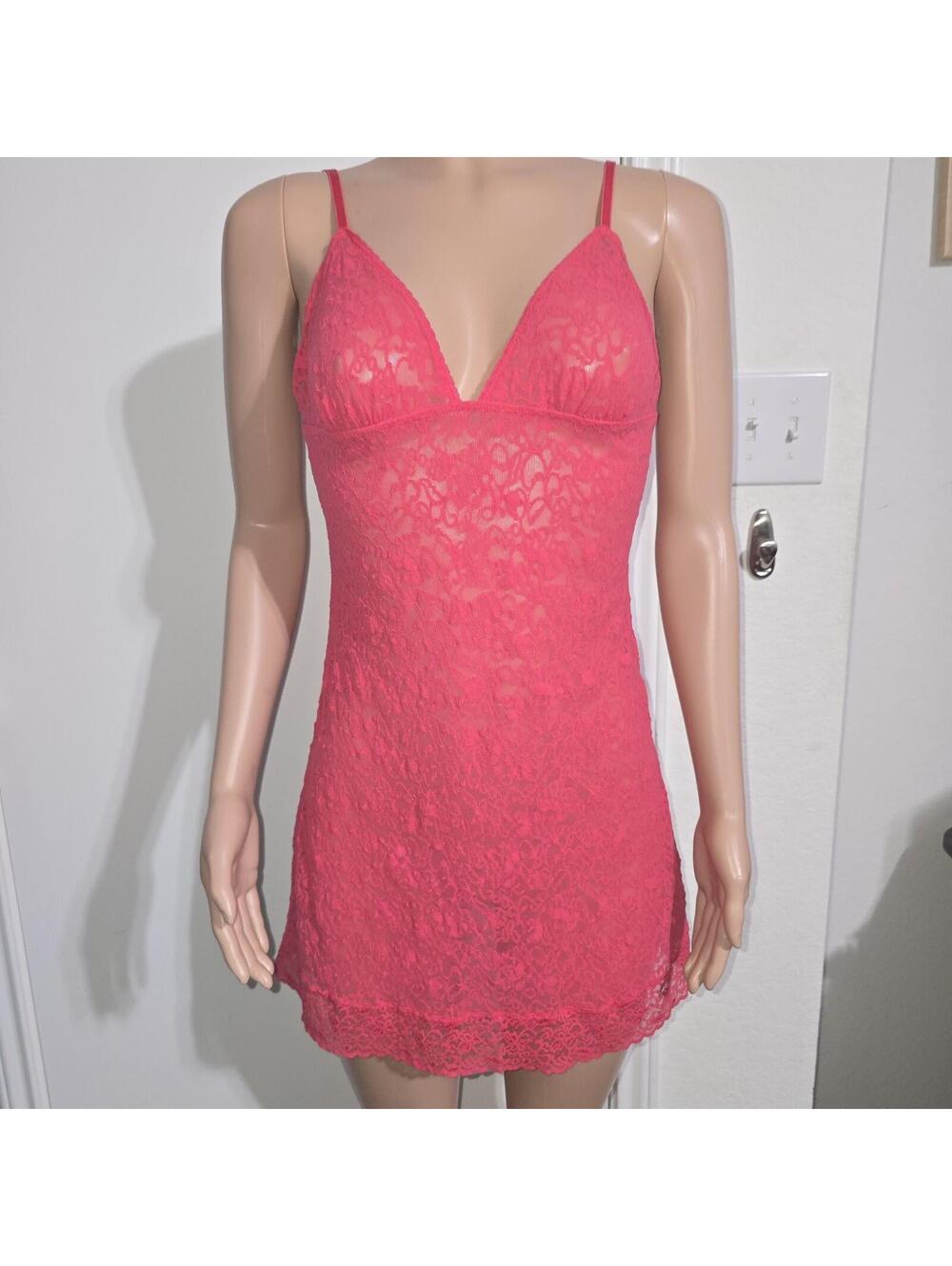 Victoria Secret Pink Lacey Babydoll Slip Dress Chemise Deep V Lingerie Sz XL
